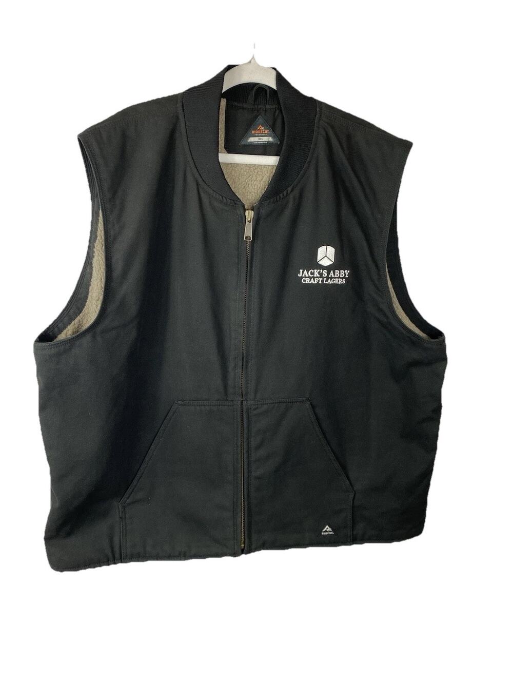 Jack’s Abbey Brewery Vest Size 3XL Ridgecut Toughwear Black Sherpa-Lined Beer
